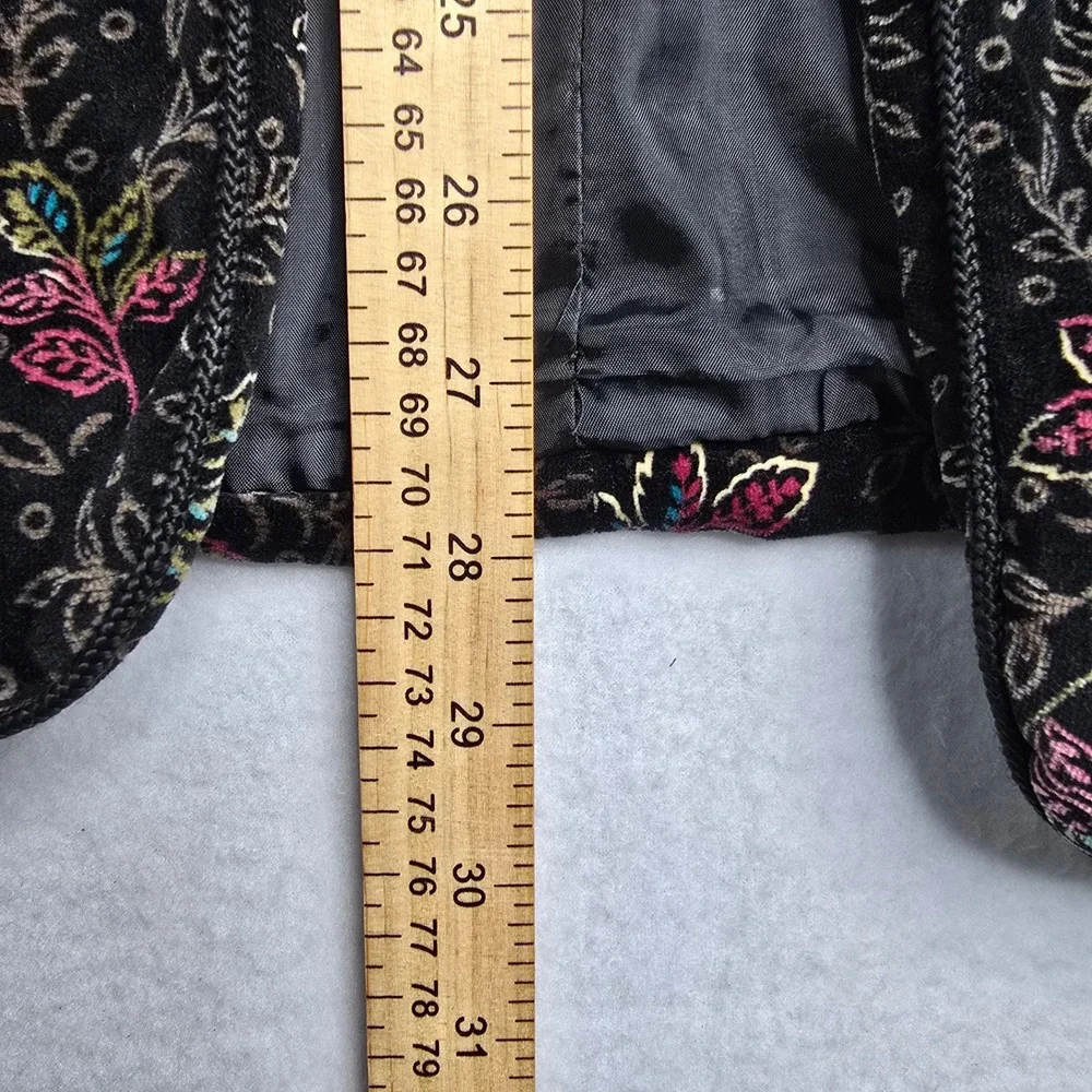Vintage Collections‎ II Blazer Jacket 38 Floral Print Colorful Cotton Black open